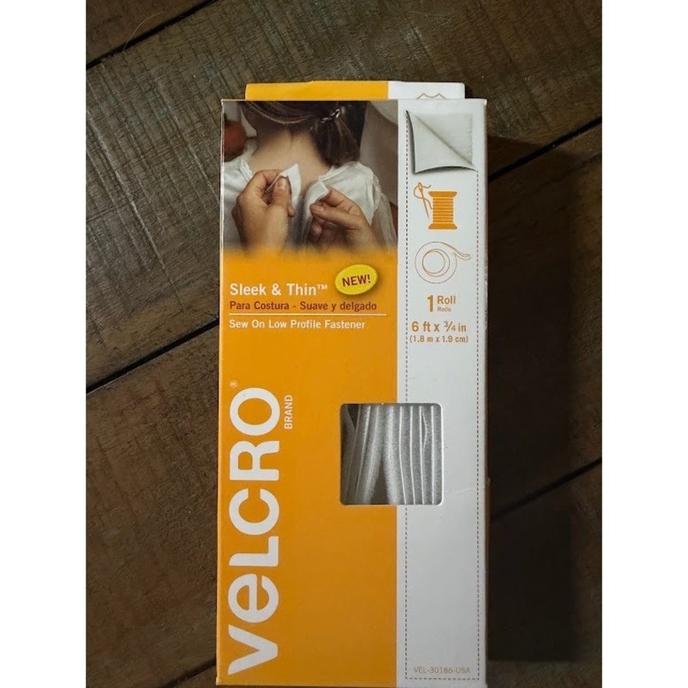 VELCRO Brand Sleek & Thin Sew On Low Profile Fastener White 6ft x 3/4in 30186